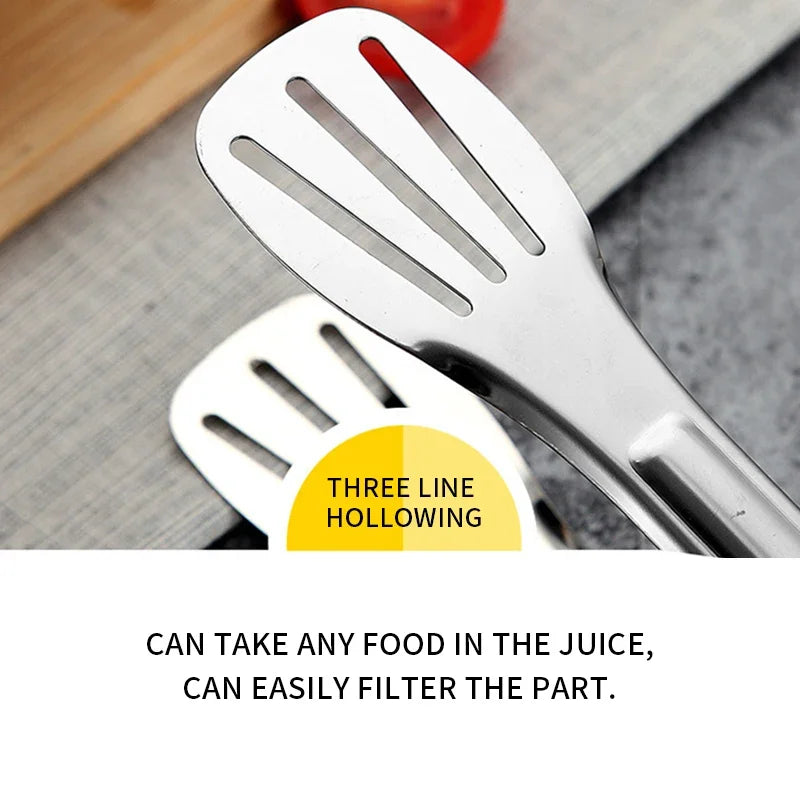 Stainless Steel Kitchen Tongs - 7/9/12/14 Inch Heat-Resistant Serving & BBQ Utensils