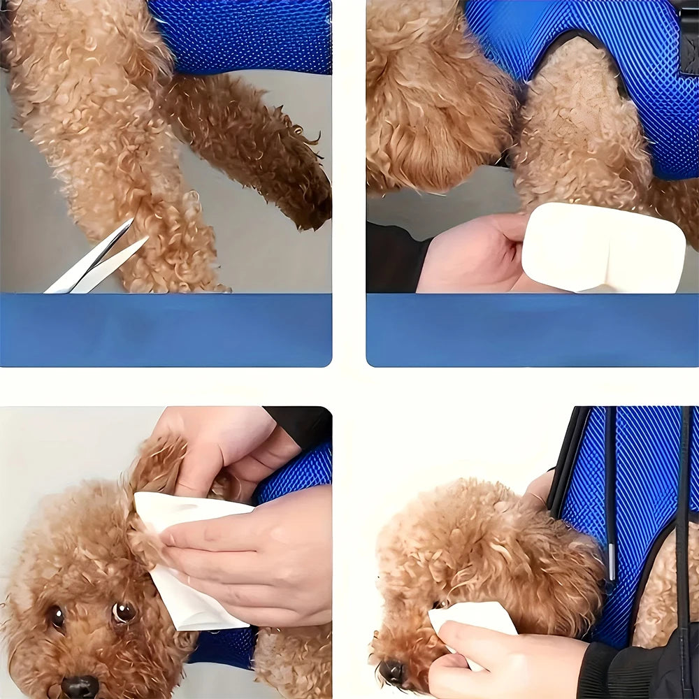 Pet Grooming Hammock Restraint Bag for Cats & Small Dogs, Nail Clipper Fixing Sling with Hook Fastener, Anti-Scratch Grooming Aid