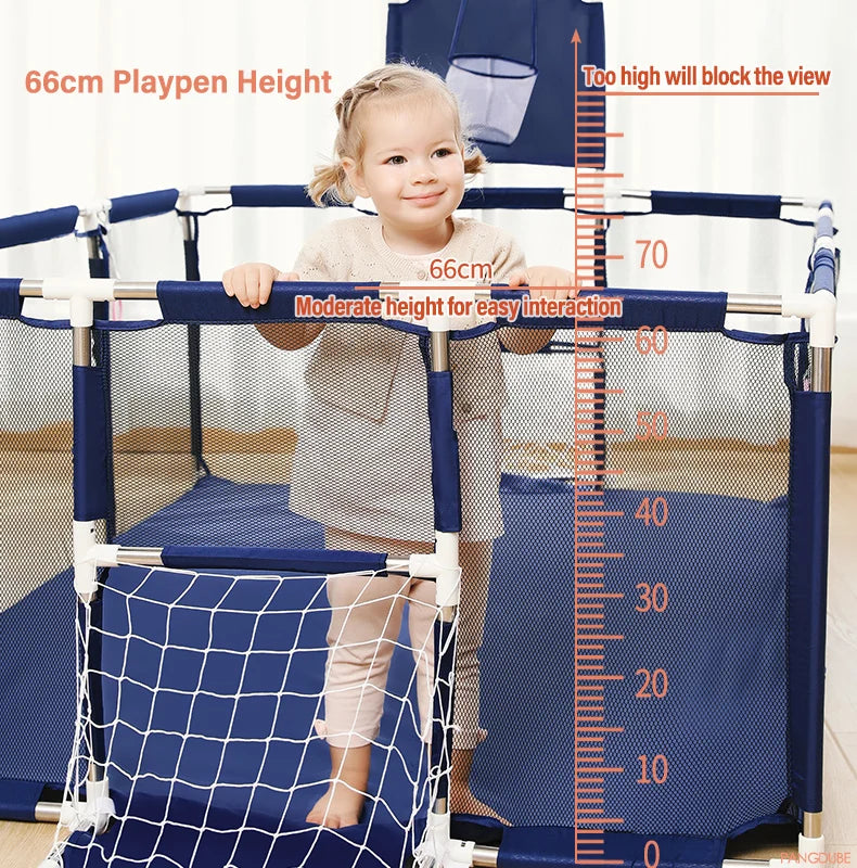 Baby Playpen Play Yard 125×125×68 cm (49.2×49.2×26.8 in) Thick Steel Frame Cloth Baby Fence for Infants & Toddlers