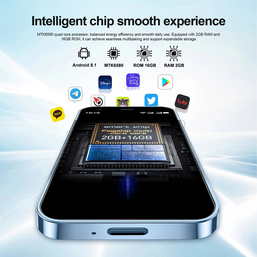 Mini Android Smartphone 3.0-inch (7.6 cm) 2GB RAM 16GB ROM 3G WCDMA Dual SIM Face Unlock WiFi GPS Google Play