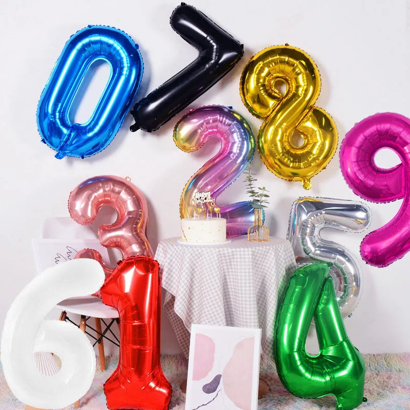32-Inch (81 cm) Multicolor Foil Number Balloons 0-9 Helium-Compatible Birthday & Anniversary Party Decorations