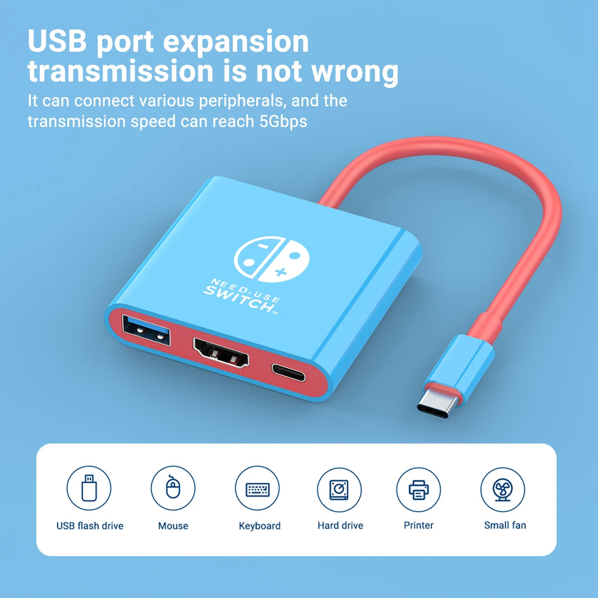 3-in-1 USB-C Hub — 4K HDMI, 100W PD Fast Charging & USB 3.0 Dock for Switch, MacBook, Laptop, Phone