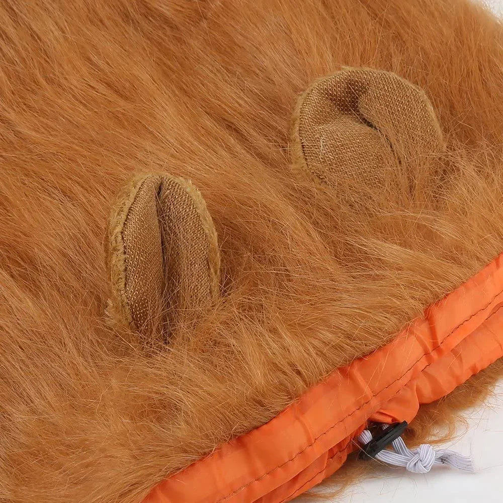 Realistic Lion Mane Dog Costume Wig with Ears – Adjustable Fit for Medium to Large Dogs (Neck 13–29 in / 33–74 cm)