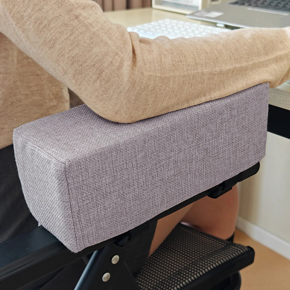 PU Foam Armrest Cushion Pad for Office & Gaming Chair, Linen-Style Elbow Rest — Removable Washable Cover, 10.6 x 4.7 x 3.9 in (27 x 12 x 10 cm)