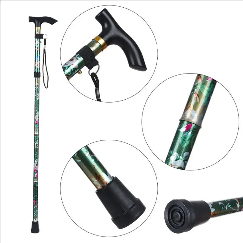 Adjustable Telescopic Trekking Poles — 5-Section Folding Hiking & Walking Stick with T-Handle and Rubber Tip, 82–92 cm (32–36 in)