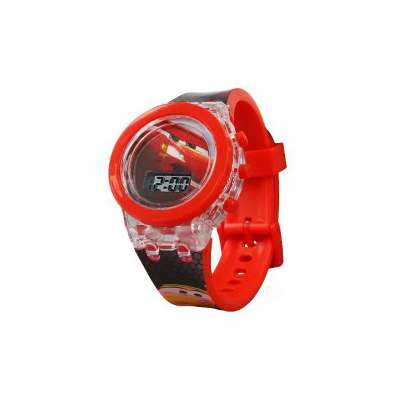 Kids LED Light-Up Digital Watch – 36mm Case, Cartoon Characters, 3BAR Water Resistant, Soft Rubber Strap