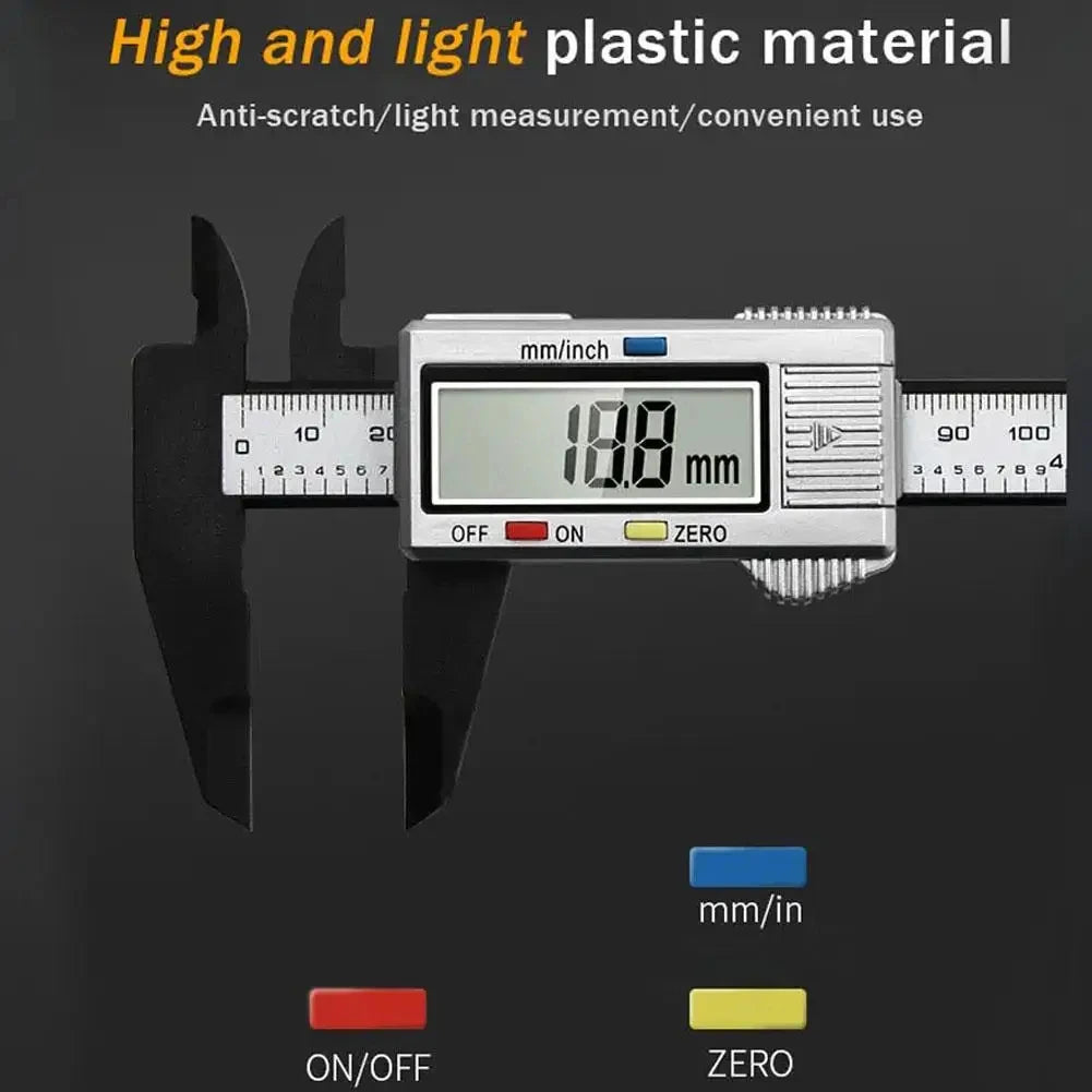 0-150mm (0-6 in) Digital Caliper – High-Strength Plastic Electronic Measuring Tool for Students, Woodworking & Home
