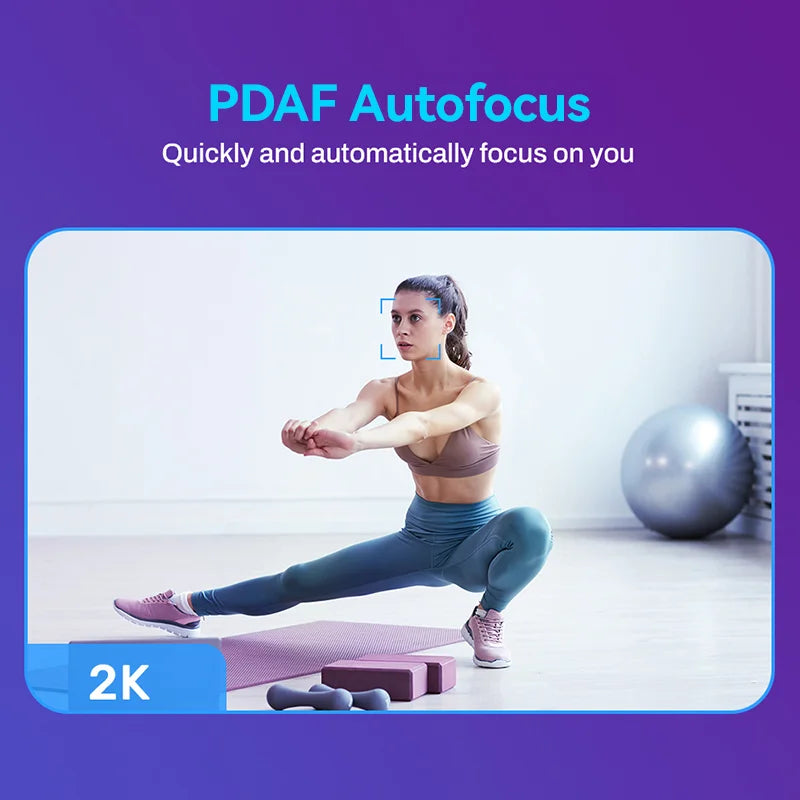 2K USB Webcam 2560x1440 Streaming Camera with Autofocus & Dual Noise-Reduction Microphones, Privacy Cover — Plug-and-Play for Desktop/Laptop