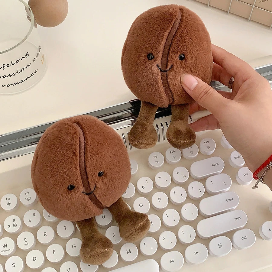 Coffee Bean Plush Toy 5.1 in (13 cm) Soft Brown Stuffed Doll Cute Home Decor Gift