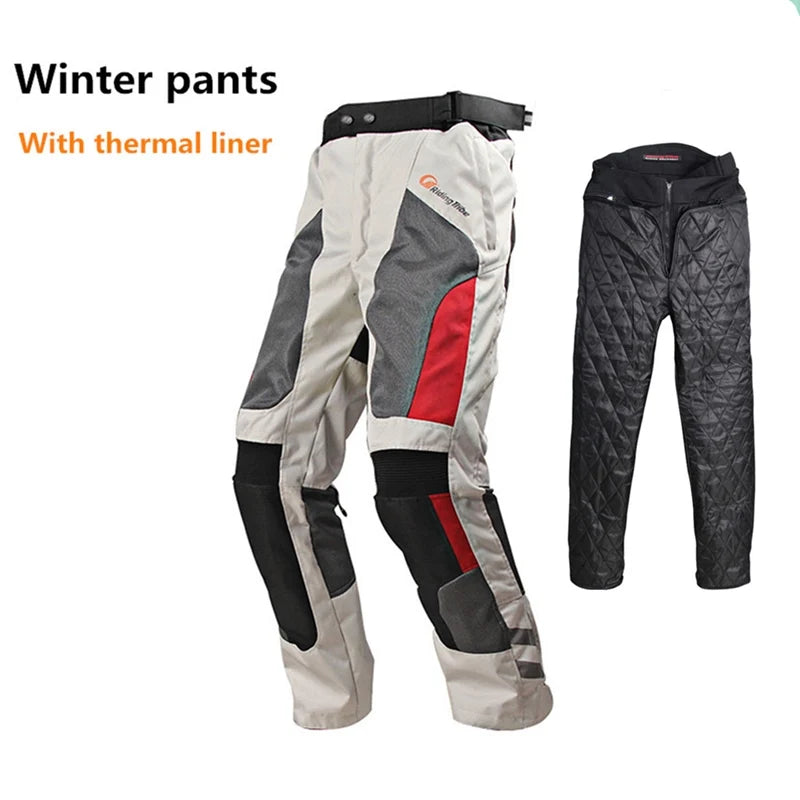 Men's Motorcycle Riding Pants – Breathable Summer & Insulated Winter Waterproof Motorbike Trousers with Removable Liner & Included Knee Pads