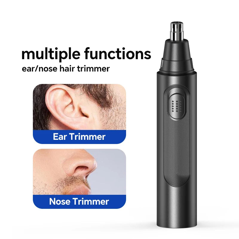 Painless Rechargeable Electric Nose Hair Trimmer for Men & Women – Stainless Steel Dual-Edge, Quiet