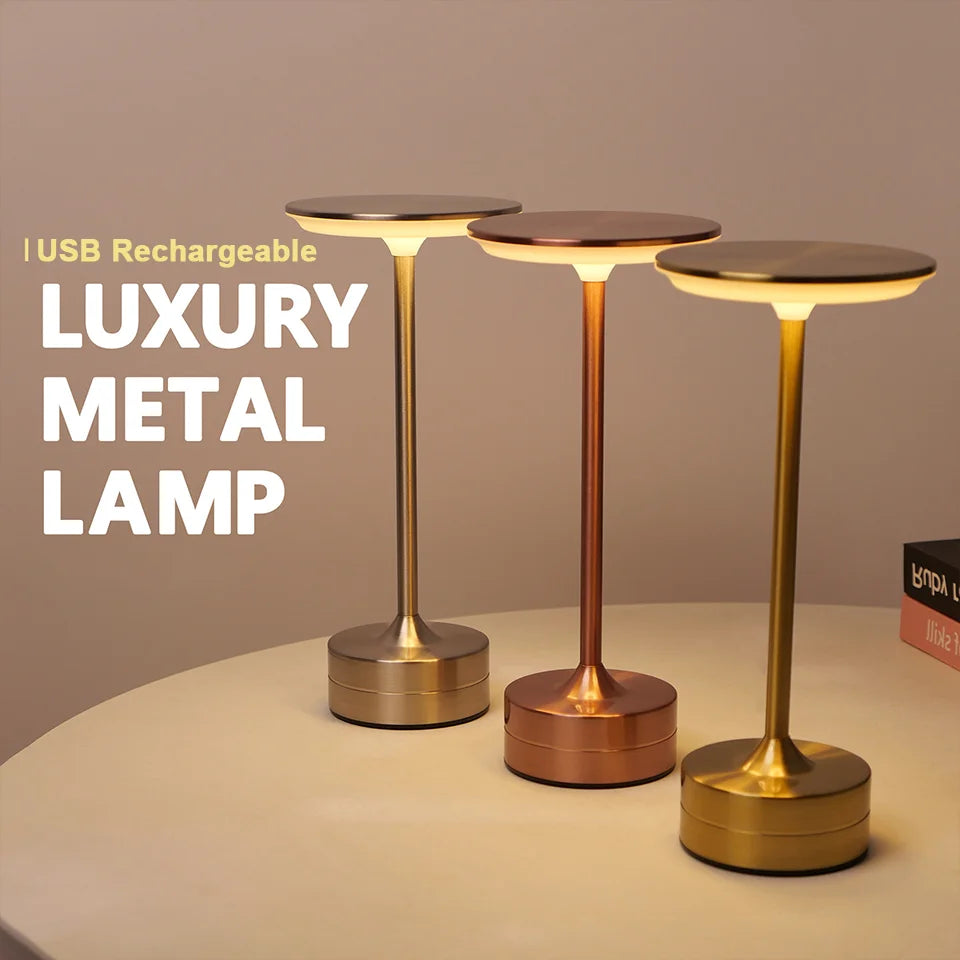 LED Touch Table Lamp USB Rechargeable Dimmable Color-Changing Night Light, Portable Desk Lamp for Bedroom Reading Restaurant Bar