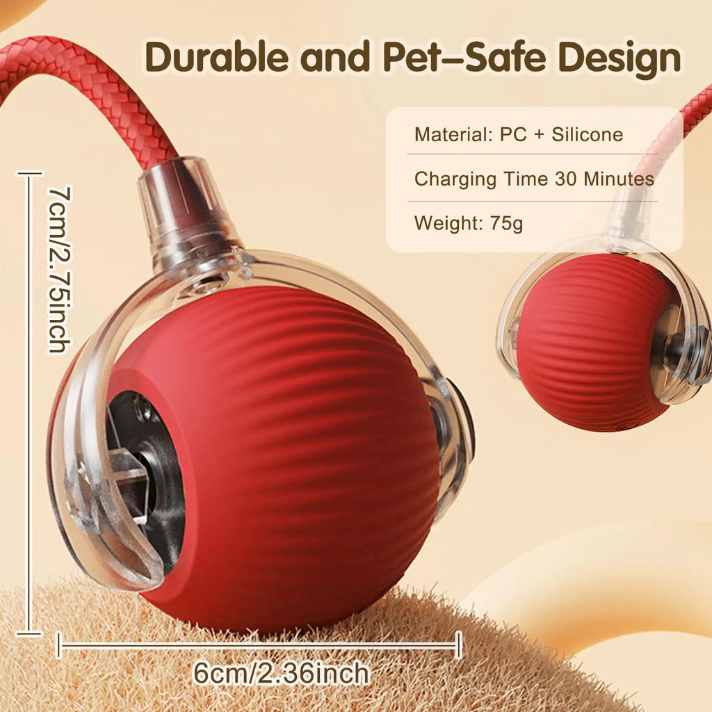 Interactive Rechargeable Cat Ball Toy with Faux Fur Tail — Automatic Rolling Smart Pet Ball (USB-C) for Cats & Small Dogs