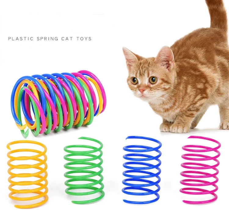 Kitten Coil Spring Cat Toys - Interactive Bouncy Plastic Spiral Springs for Cats & Ferrets