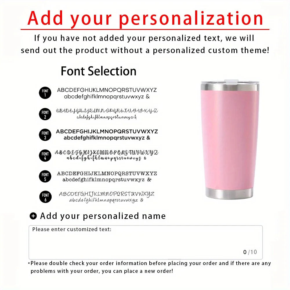 Personalized Engraved Stainless Steel Insulated Travel Tumbler - Custom Name Reusable Travel Mug Gift for Men and Women