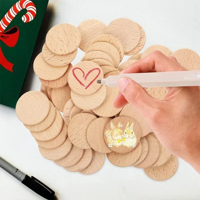 50/100 Pack 4–7 cm (1.57–2.76 in) Unfinished Beech Wood Rounds – Smooth DIY Craft Discs for Painting, Laser Engraving & Home Decor