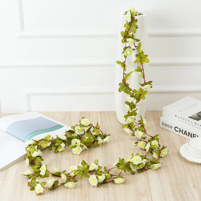 250 cm (98.4 in) Rose Artificial Flower Garland – Faux Rose Vine for Wedding, Christmas, Home & Garden Arch Decor