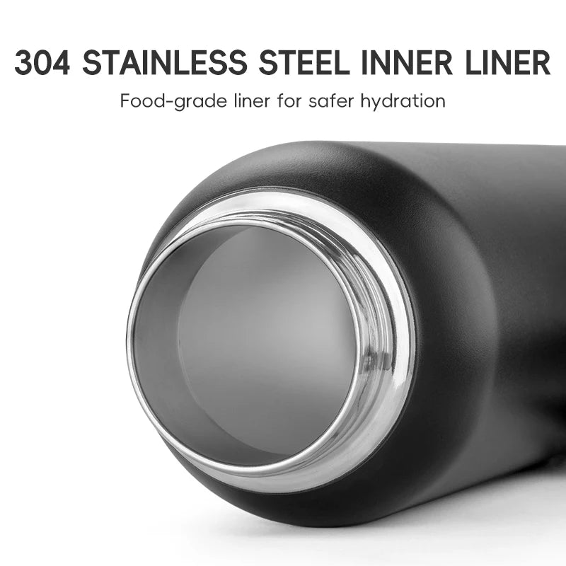 Insulated Stainless Steel Cycling Water Bottle — Vacuum Thermos 550/650/1000/1200ml (18.6/22/33.8/40.6oz) with Carry Handle