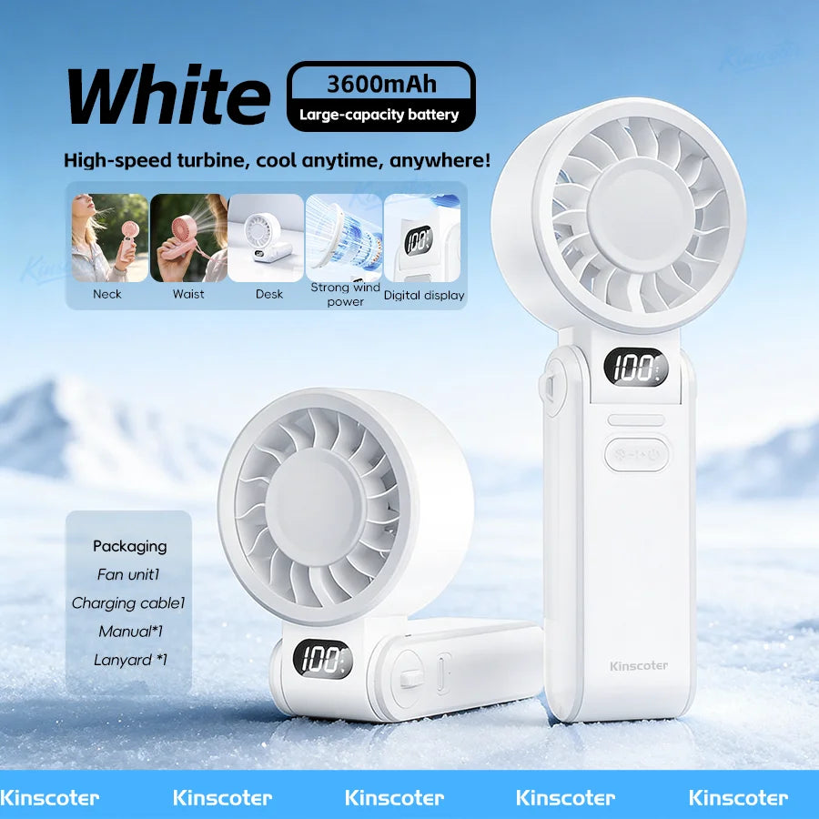 Portable High-Speed Handheld Fan 3600mAh Rechargeable 100 Adjustable Speeds Foldable Mini Turbo Fan