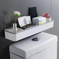 Over-Toilet Wall Shelf Organizer - Adhesive No-Drill Corner Bathroom Storage Rack, White