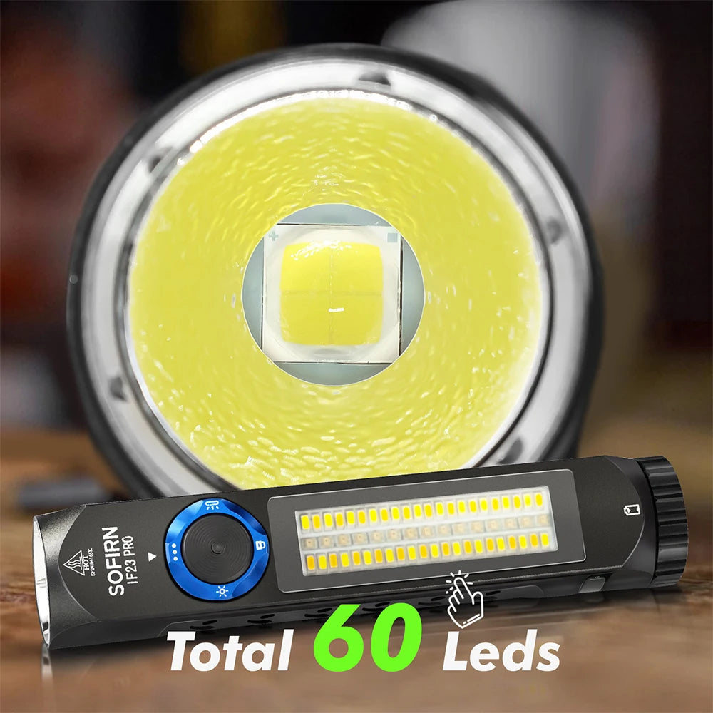 5000-Lumen Rechargeable USB-C LED Flashlight — High-Output EDC Torch with RGB Side Light, Magnetic Tailcap & Power Bank, IP66 Waterproof for Camping & Emergency