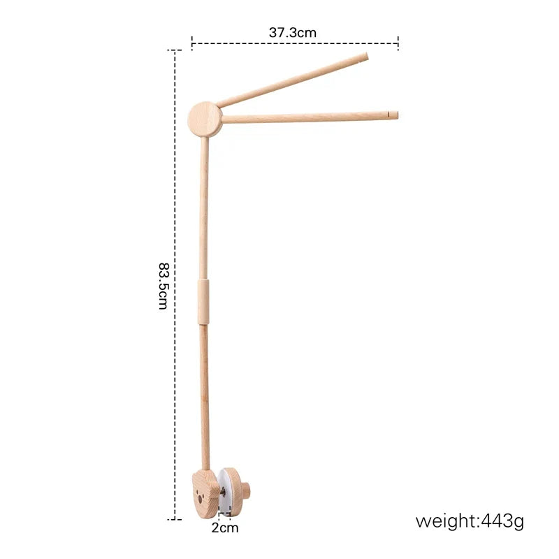 Wooden Crochet Crib Mobile with Felt Rattles – Hanging Bed Bell Toy for Newborns & Infants 0-12 Months
