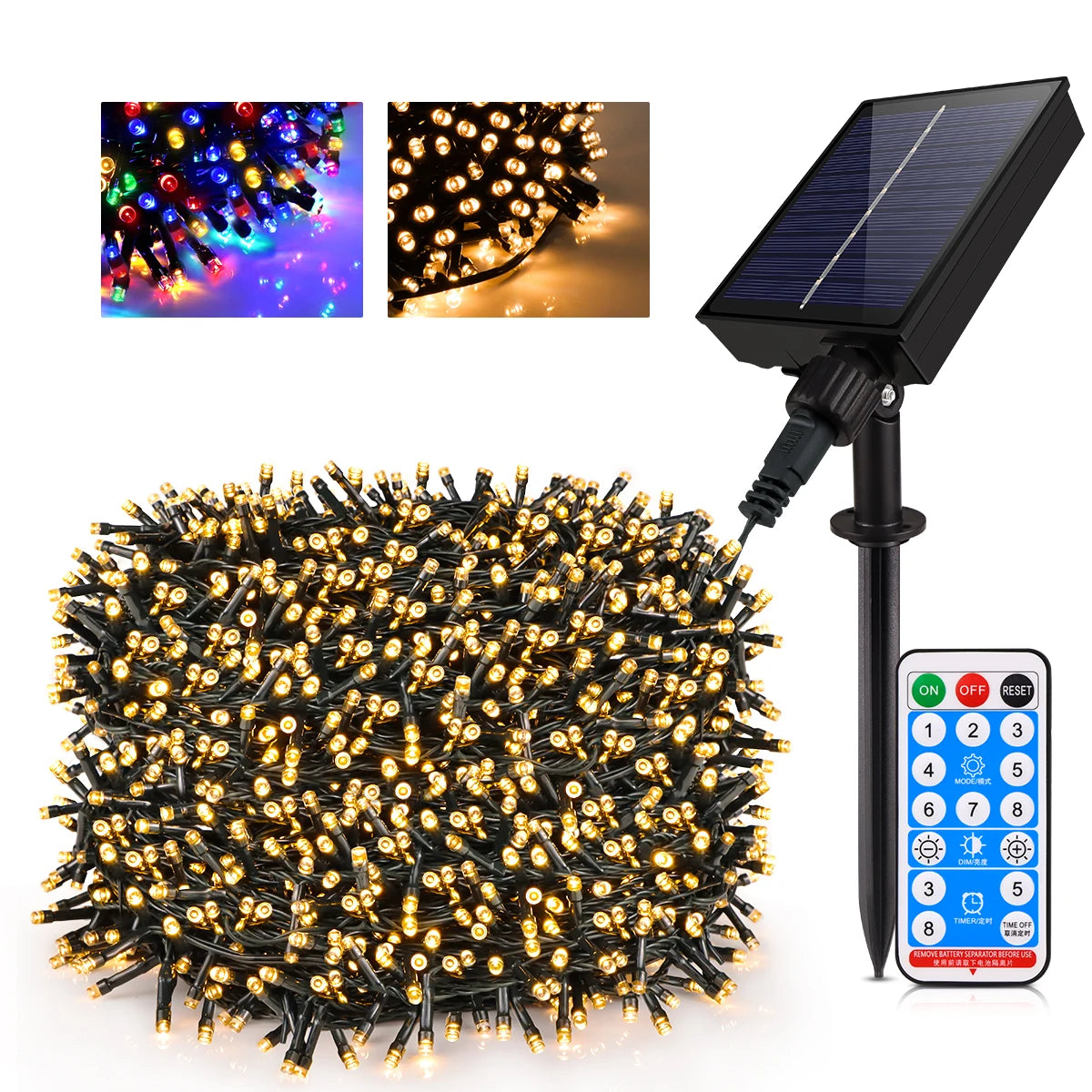 Solar LED String Lights 10/20/30/50/100m (33/66/98/164/328 ft) Outdoor Garden Patio Christmas Waterproof Solar Powered