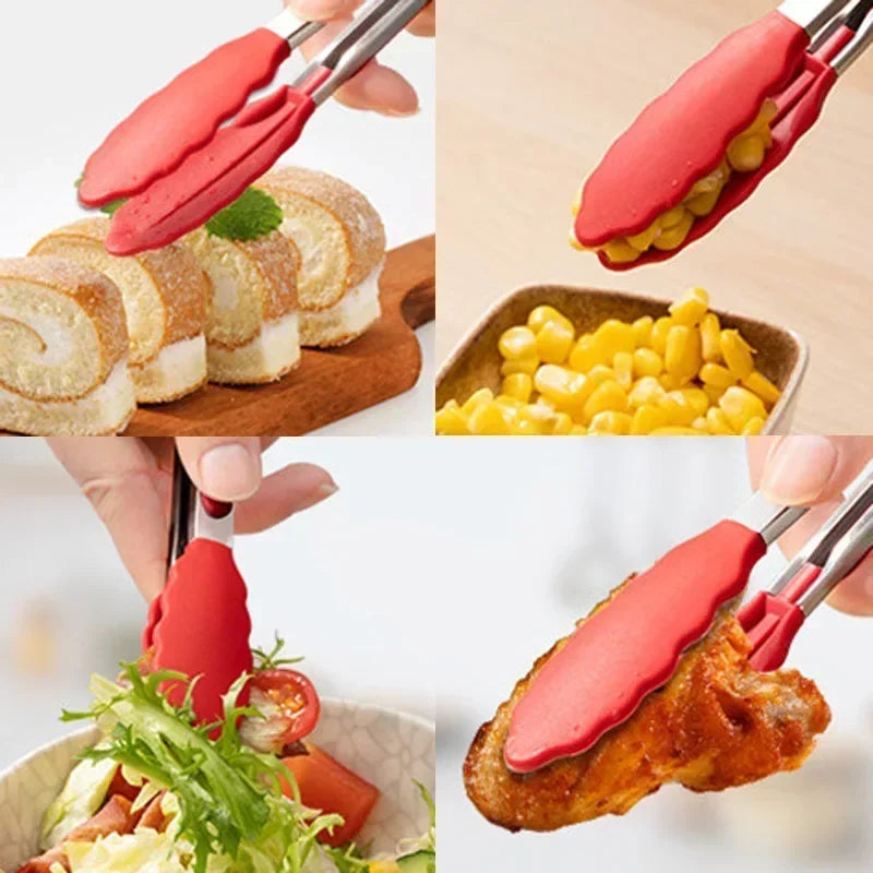 7-Inch Non-Slip Silicone Tip Food Tongs (21.4 cm) – BBQ Grilling, Salad & Kitchen Serving Utensil
