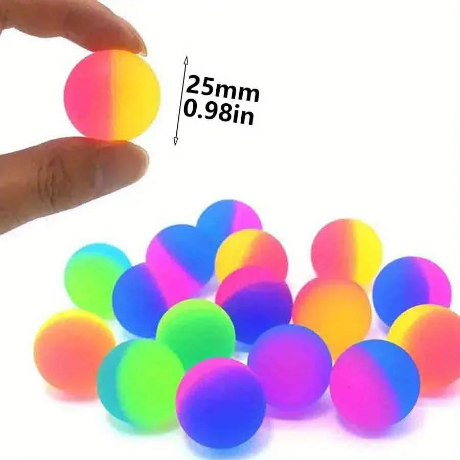 10-Pack High-Bounce Rubber Cat Toy Balls - 25mm (1 in) Colorful Rainbow