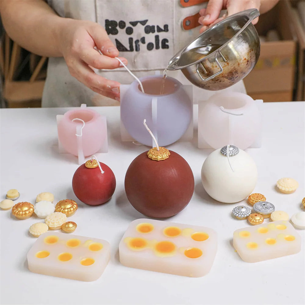 DIY Christmas Bauble & Tree Candle Silicone Mold Set, 3 Sizes, Platinum Silicone for Scented Candle Making