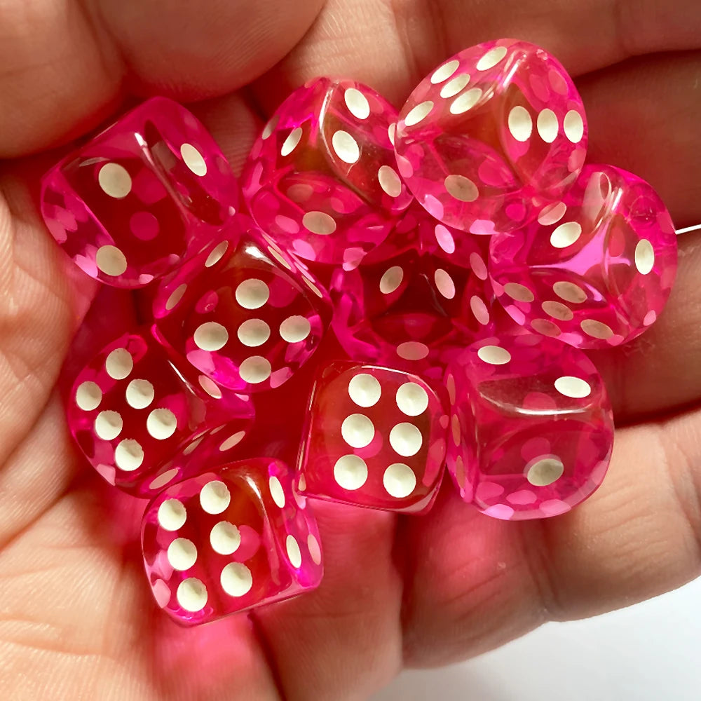 10-Pack 14mm (0.55 in) Transparent Acrylic Dice Rounded Corner Multi-Color Game Dice