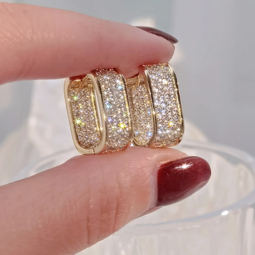 Paved CZ Hoop Earrings for Women - Gold & Silver Cubic Zirconia Hoops