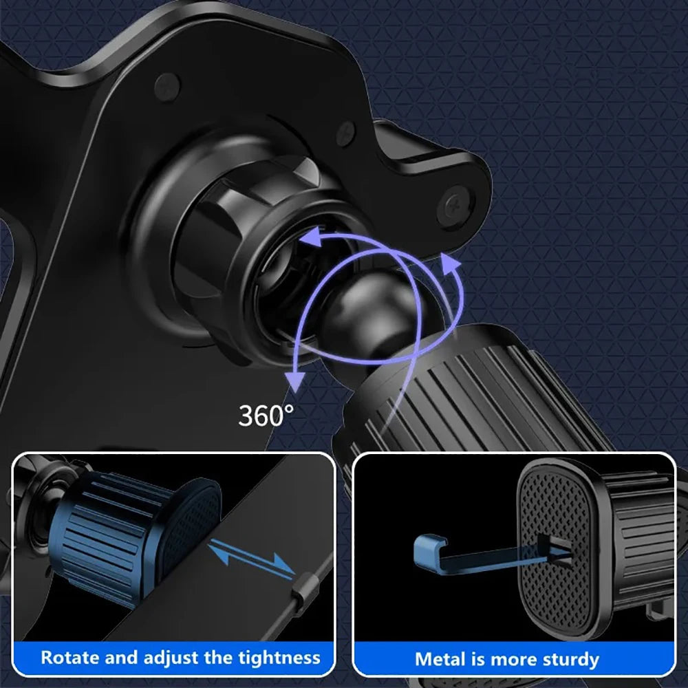Gravity Car Air Vent Phone Holder – Universal Clip Mount for 4–7 in (10.2–17.8 cm) Smartphones, Shockproof 360° Rotation