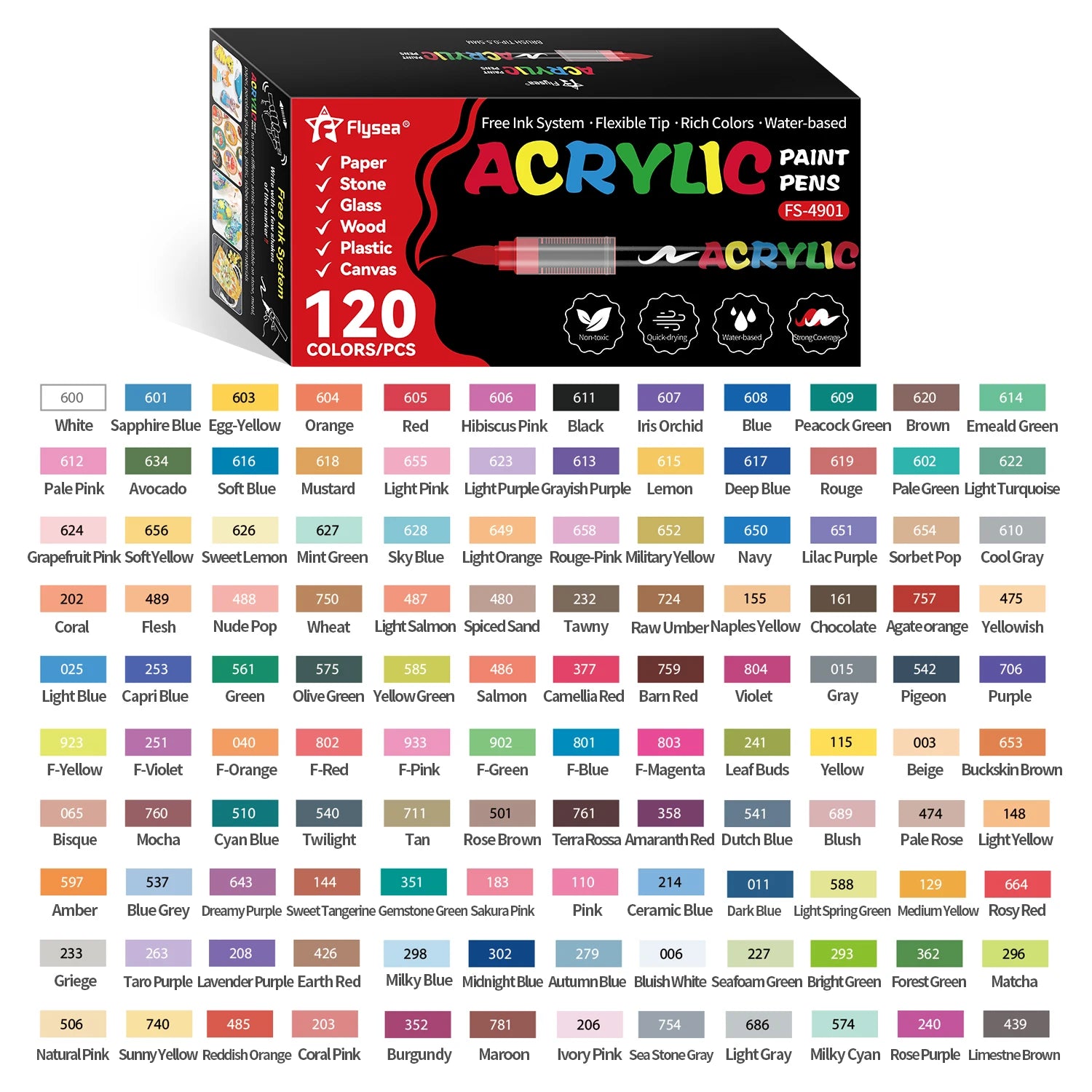 Acrylic Paint Brush Marker Set – Soft Brush Tip with Automatic Ink Control | Paint Pens for Wood, Stone, Glass, Canvas & Fabric