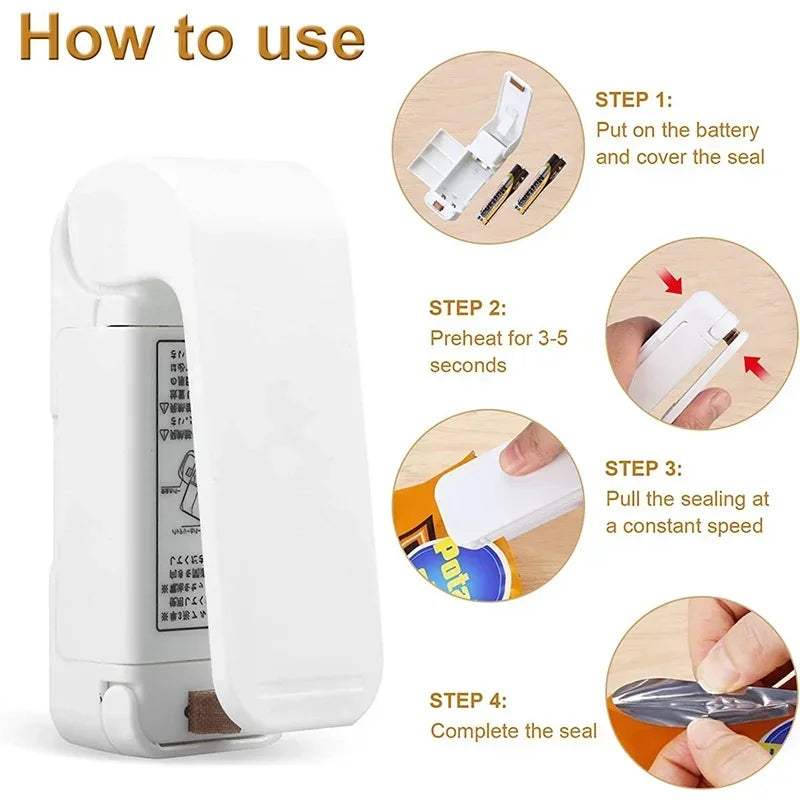 Portable Mini Heat Sealer – Handheld Battery-Operated Bag Sealer for Plastic & Food Storage