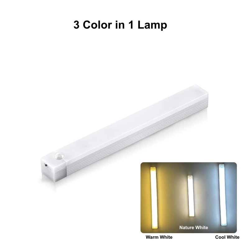 USB Rechargeable Motion Sensor LED Bar Light – Cordless Magnetic Night Light for Kitchen Cabinet & Closet (10/20/30/50 cm | 3.9/7.9/11.8/19.7 in)