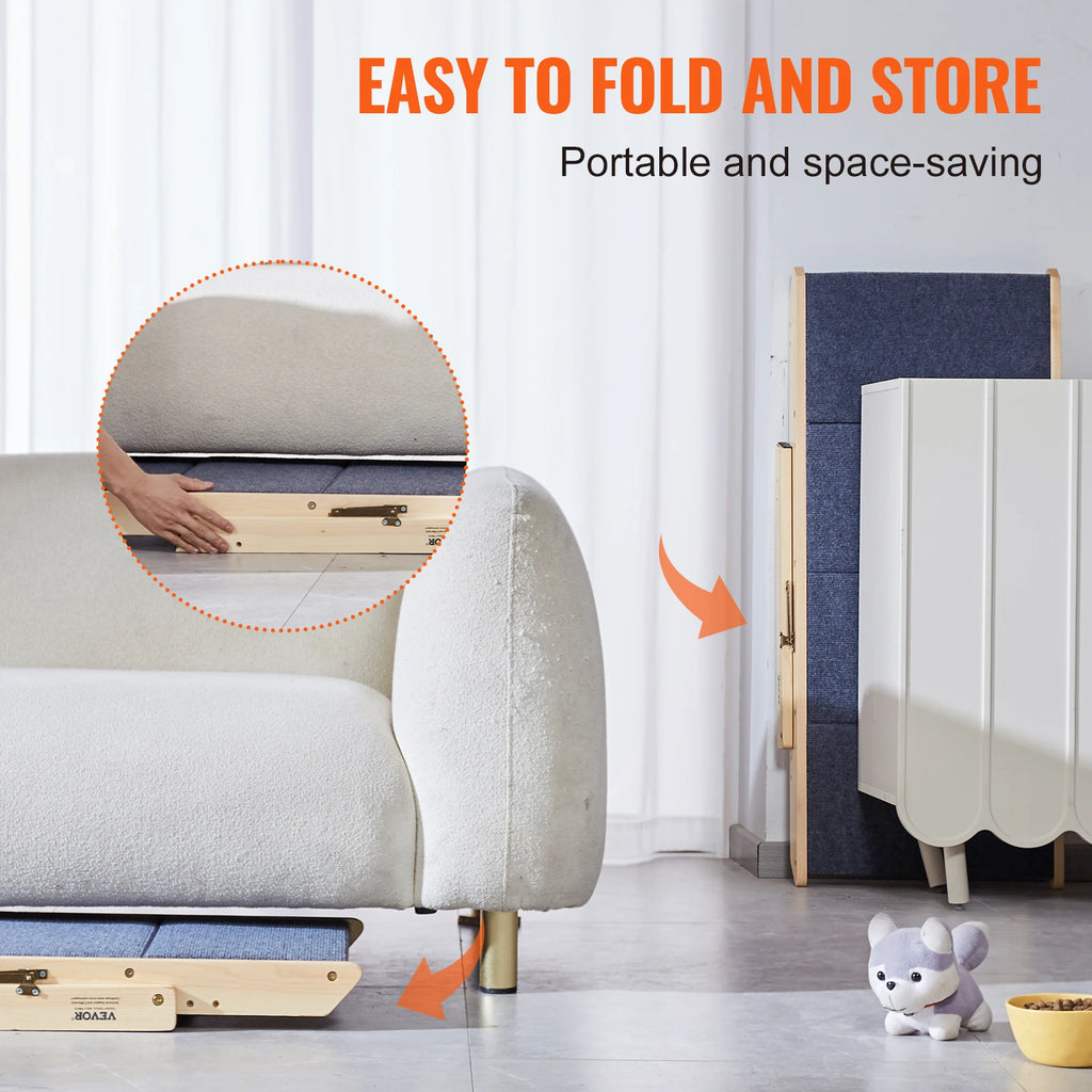 Foldable Wooden Pet Stairs & Ramp 2-in-1 — Pet Steps for Dogs & Cats, 30.9in x 18.5in x 25.5in (78.5 x 47 x 64.8 cm), Supports 150 lb (68 kg)