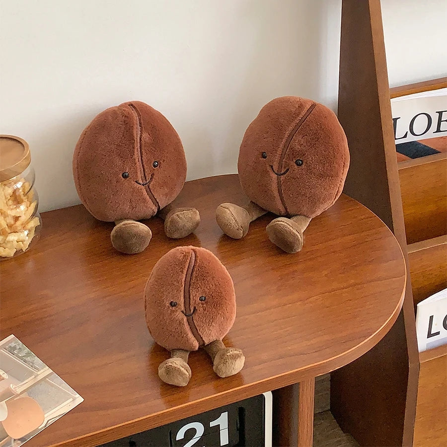 Coffee Bean Plush Toy 5.1 in (13 cm) Soft Brown Stuffed Doll Cute Home Decor Gift