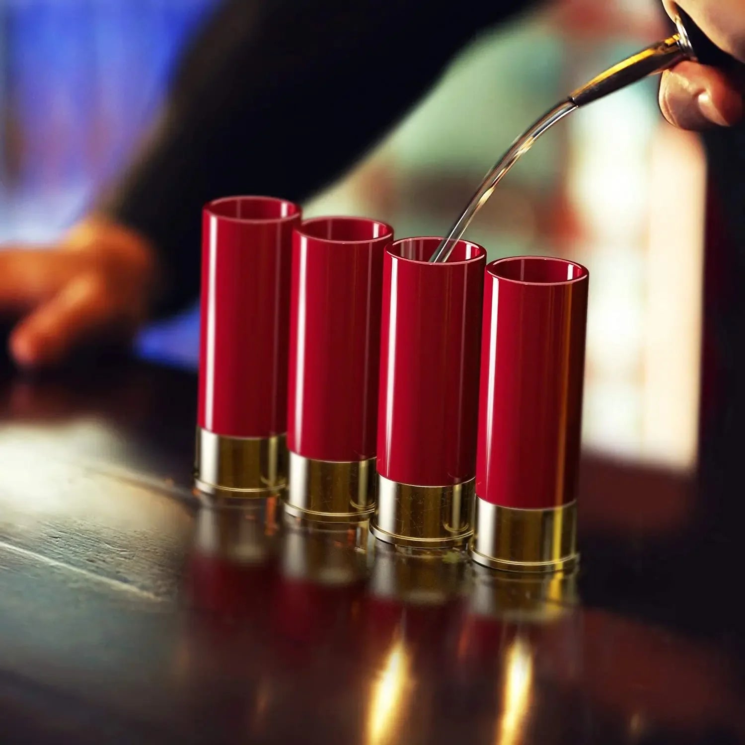 4-Pack Bullet Shot Glasses 36ml (1.2 fl oz) Plastic Shotgun-Shaped Party Drinkware