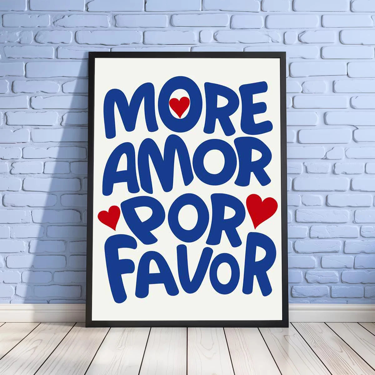1pc Frameless Love Quote Canvas Wall Art - Pink & Blue Abstract Modern Home Decor