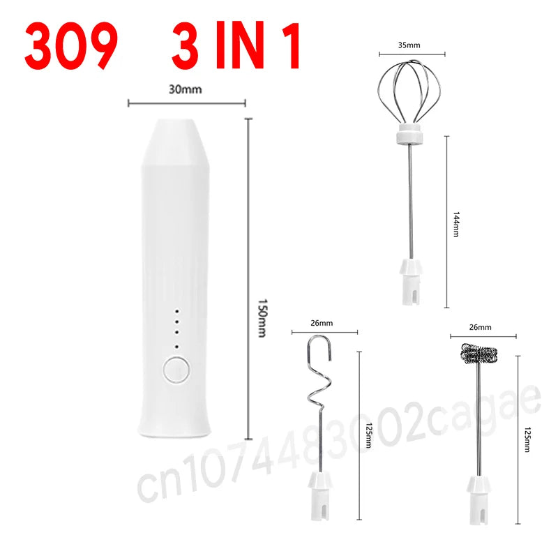 Wireless Electric Milk Frother & Egg Beater — USB-C Rechargeable Handheld Coffee Whisk, 3-Speed Mini Foam Maker