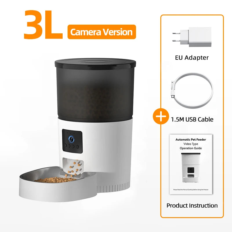 Automatic Pet Feeder with Camera & Voice Recorder — Smart Remote-Controlled Food Dispenser for Cats & Small Dogs
