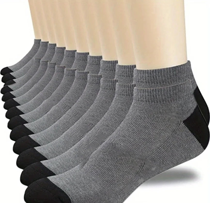 Men's Breathable Sports Crew Socks, 3/5/10 Pairs, Polyester-Cotton Anti-Odor Sweat-Absorbent