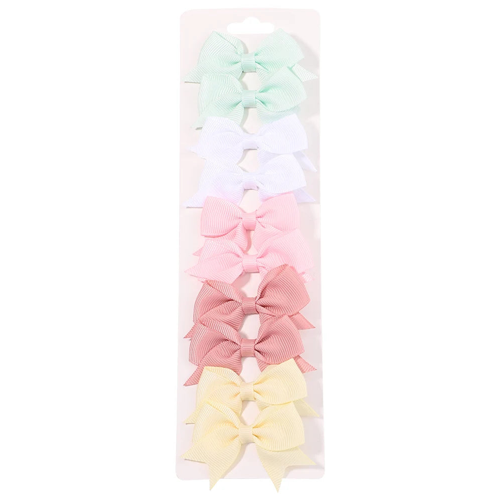 10-Pack Cute Solid Ribbon Bow Hair Clips for Baby Girls — Handmade Bowknot Barrettes & Kids Hair Accessories