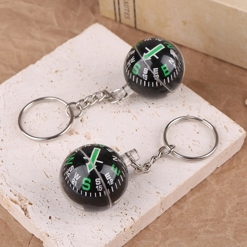Mini Compass Keychain 28mm (1.10 in) Outdoor Survival Pendant, 1 or 2-Pack