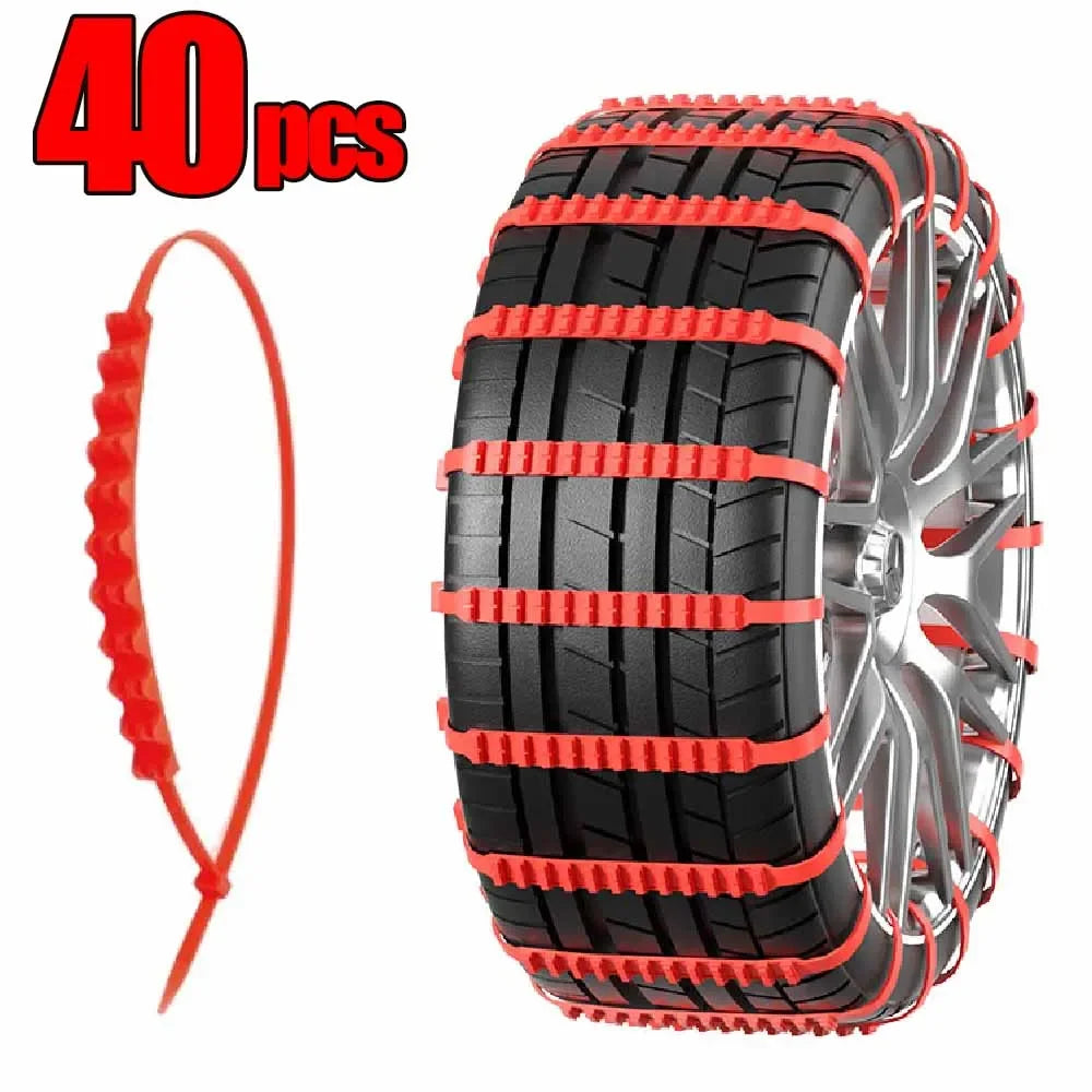FanzyMarket universal anti-slip snow chains for cars and motorcycles, 95 cm tire traction straps for snow and off-road conditions.