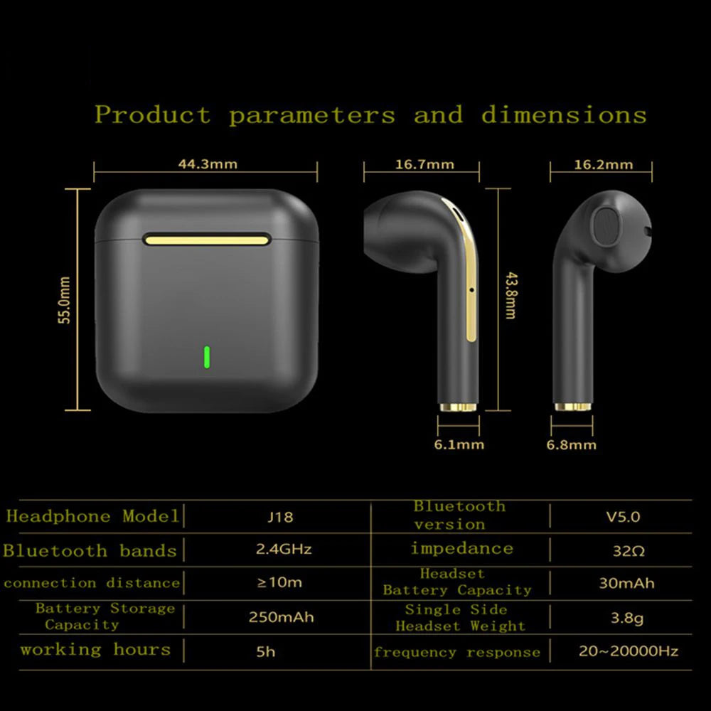 TWS Bluetooth 5.3 Wireless Earbuds, ANC Noise Cancelling, Waterproof, Long Battery Life with Mic for Gaming & Sports