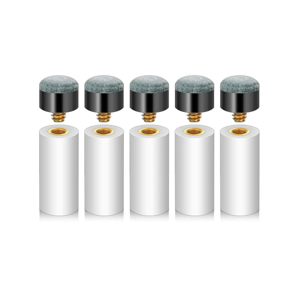 5/10-Pack 12mm Screw-On Pool Cue Tips with Ferrules — Leather Billiard Cue Tip Replacements