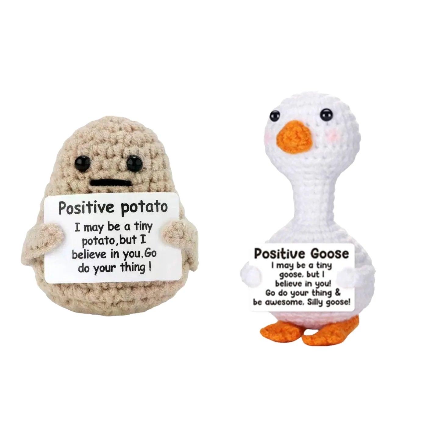 Handmade Mini Crochet Potato Plush Doll – Wool Knit Pocket Hug with Greeting Card, Funny Christmas & Holiday Home Decor Gift