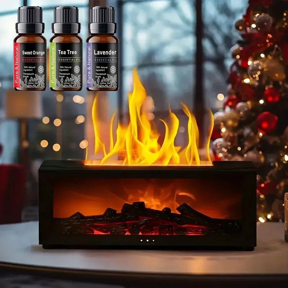 300ml (10 fl oz) Ultrasonic Aroma Diffuser with 7-Color LED Flame, Remote Control & Timer Humidifier